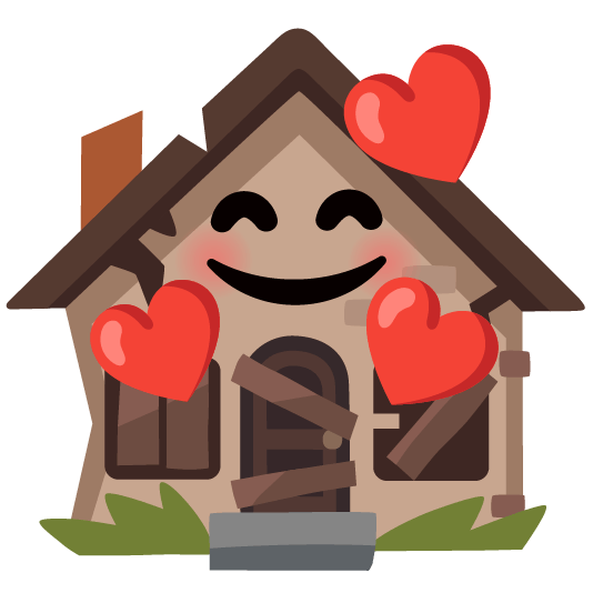 smiling face with 3 hearts derelict house building smiling_face_with_3_hearts-derelict_house_building