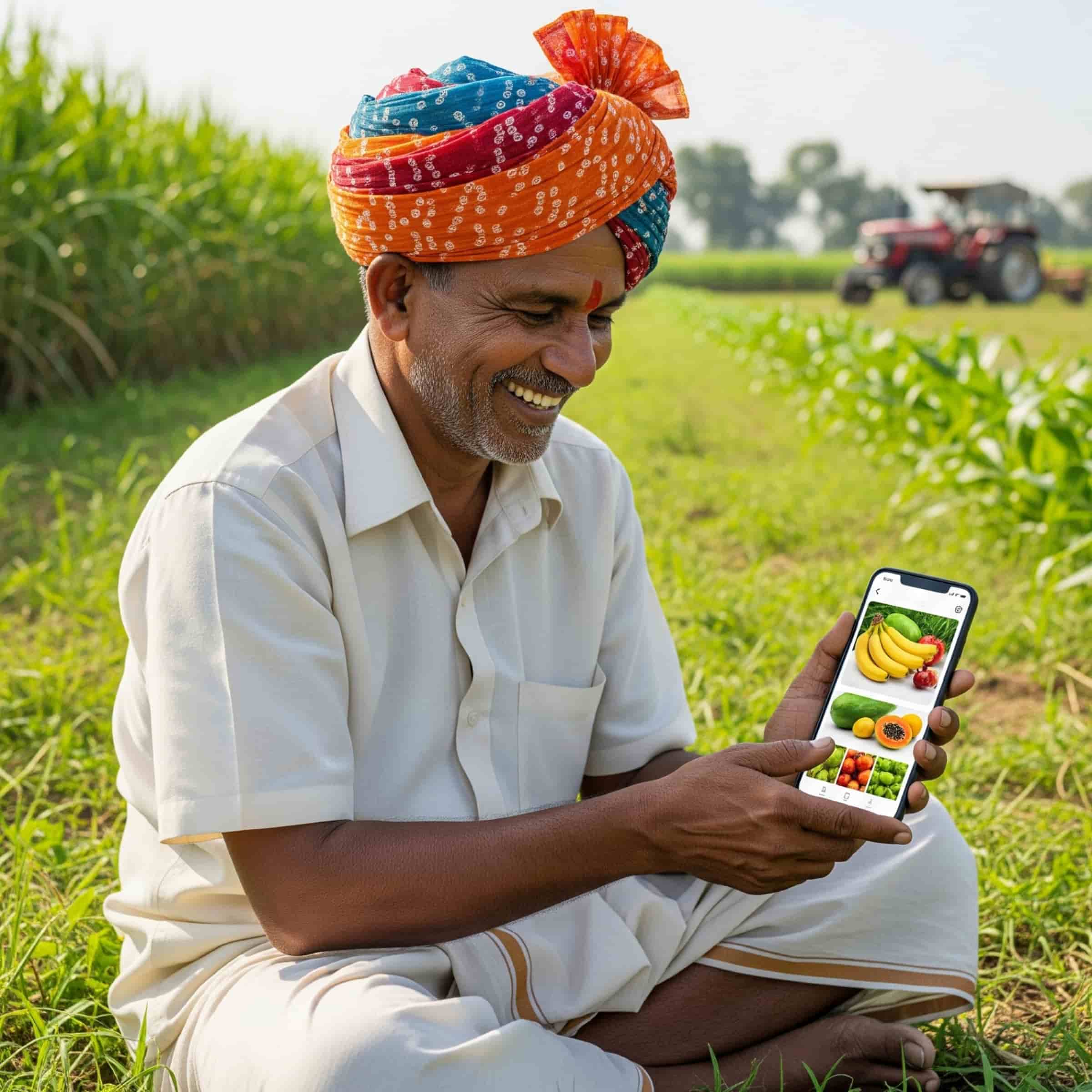 A turbaned man holding a smartphone