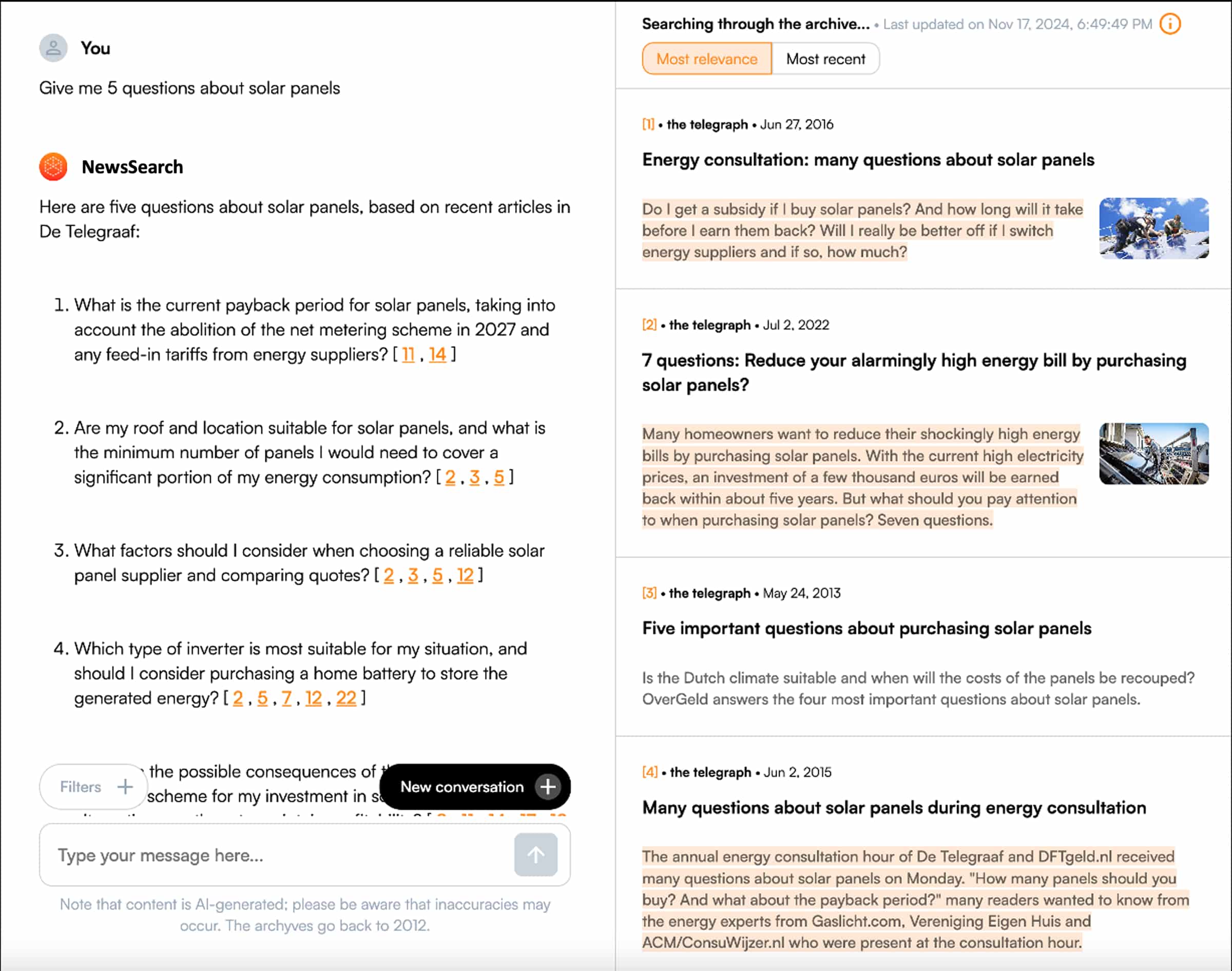 NewsSearch solar panels