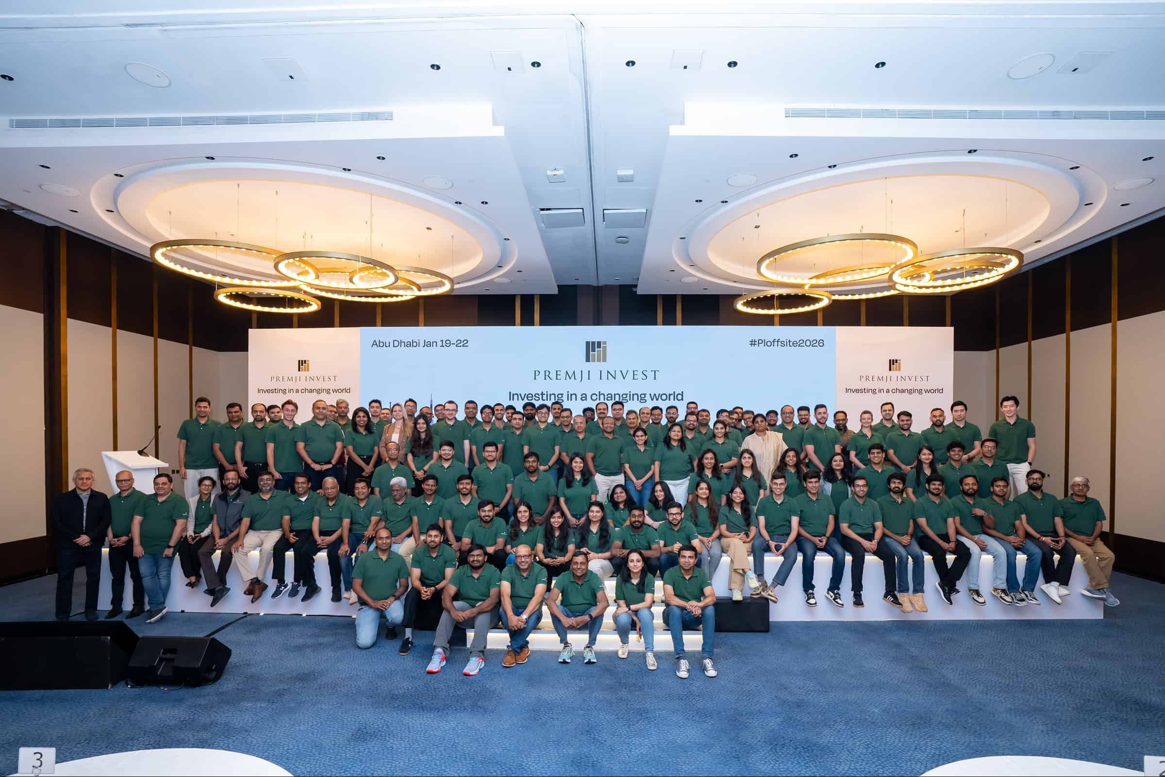 Premji Invest team group photo at Abu Dhabi offsite 2026