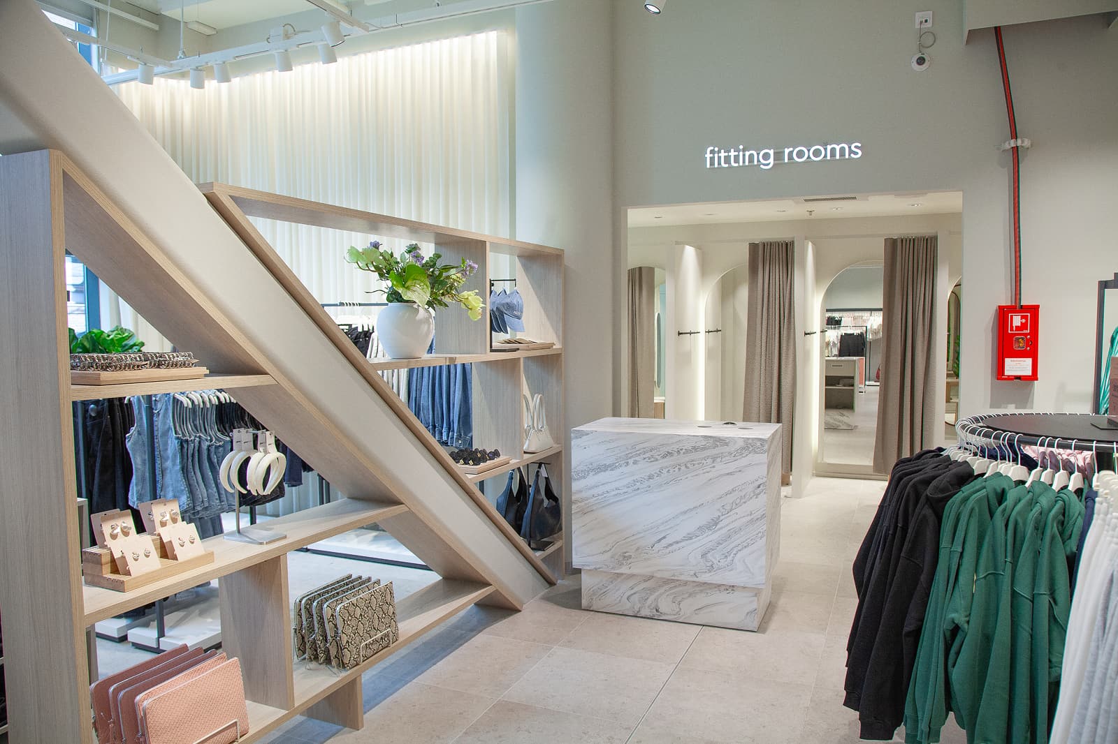 Interior of store where the fitting rooms are