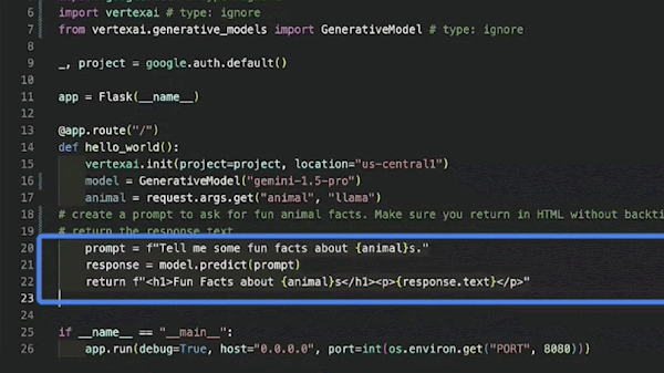 Gemini Code Assist explaining code in an IDE