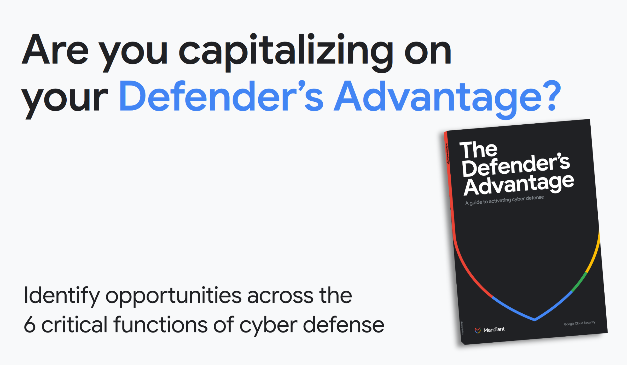 Are you capitalizing on your Defender's Advantage? Identify your opportunities across the 6 critical functions of cyber defense. Take the assessment