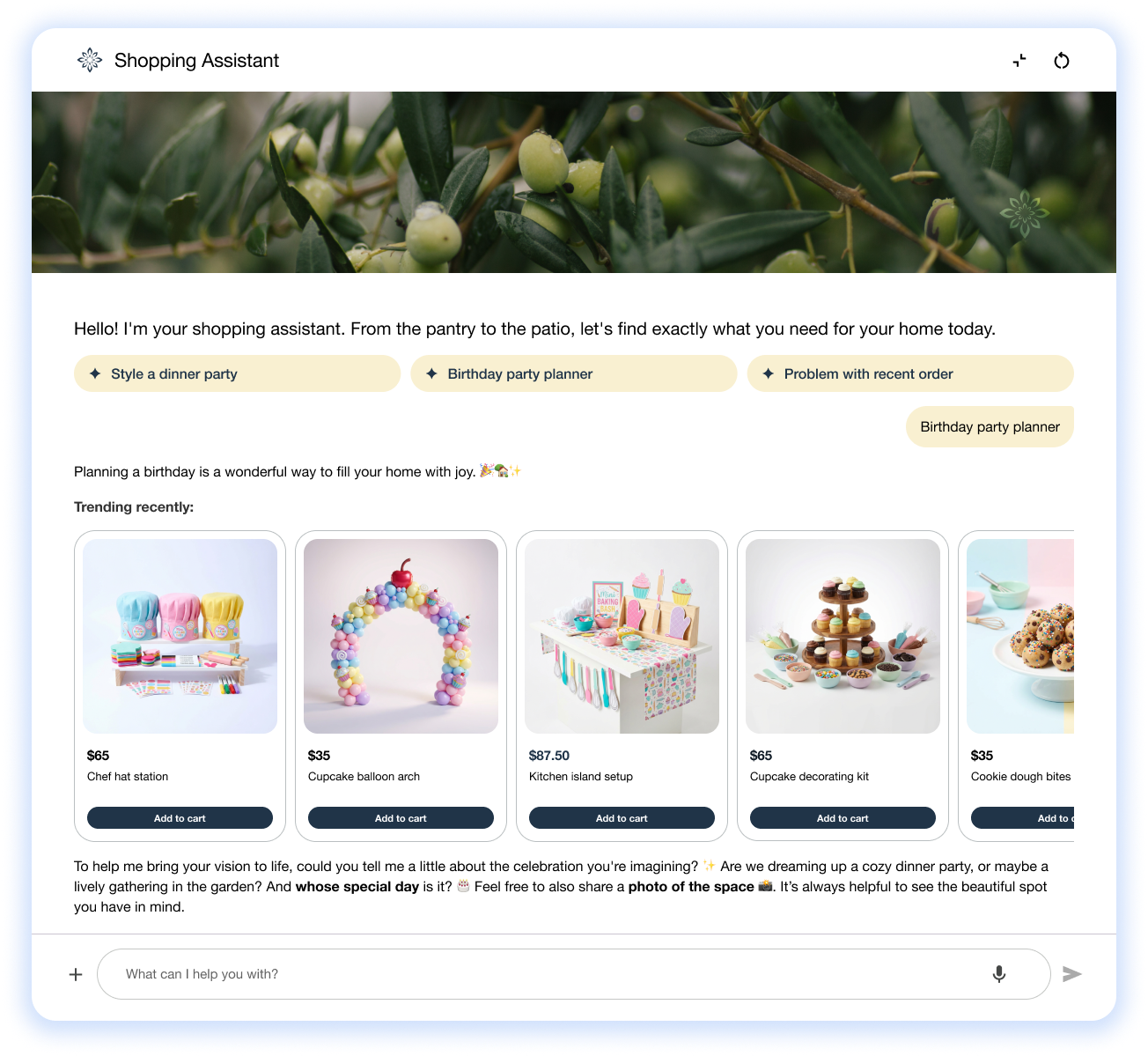 Gemini Enterprise for Customer Experience のショッピング エージェントは、買い物客のパーソナライズされたニーズを理解し、商品発見から購入手続きまで、ショッピング ジャーニー全体を管理します。
