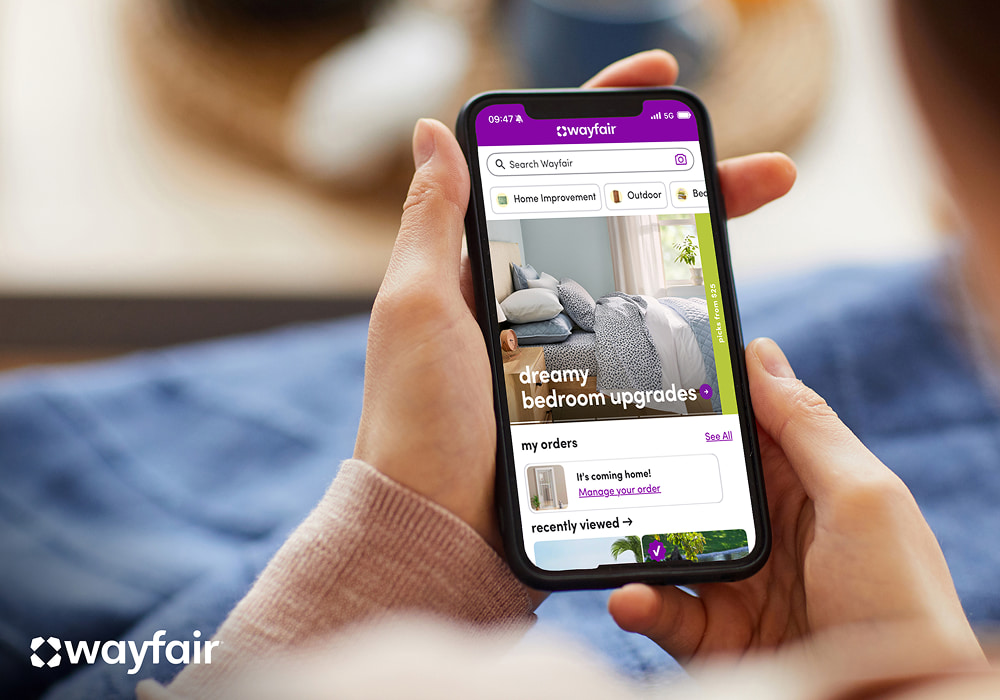 Viewing Wayfair interface on mobile
