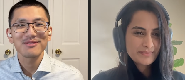 Google Cloud's male and female representatives on screen