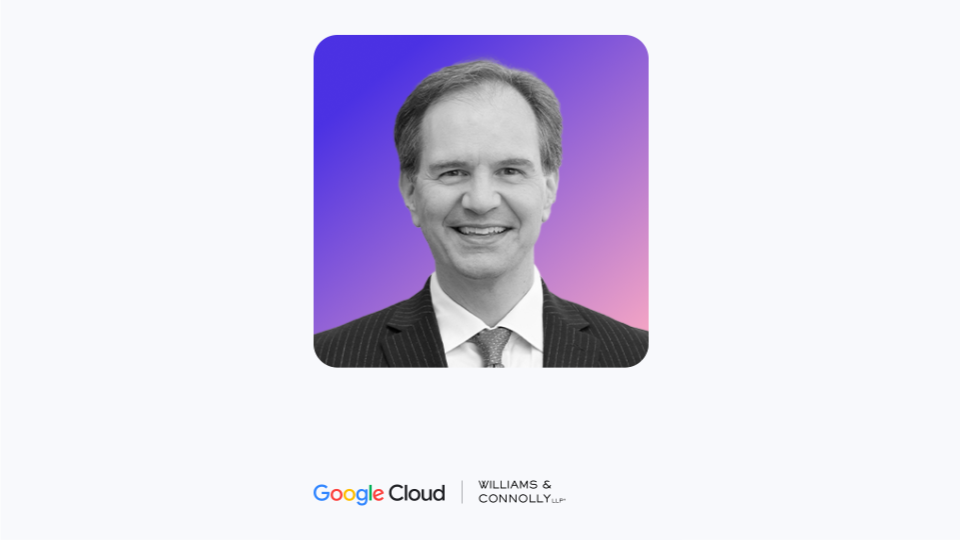 Man's headshot with William's and Connolly LLP logo