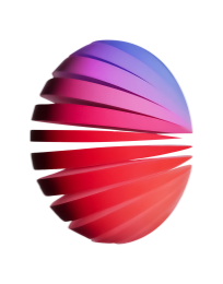gen AI-generated red and purple sliced sphere