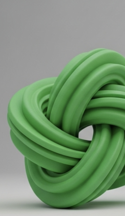 Green ball that is twisted material.