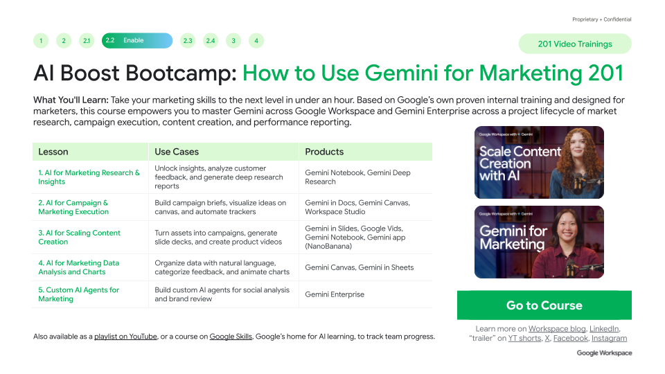 AI Boost Bootcamp: How to use Gemini for Marketing 201
