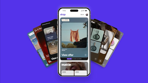 Phone showing Shopify online store