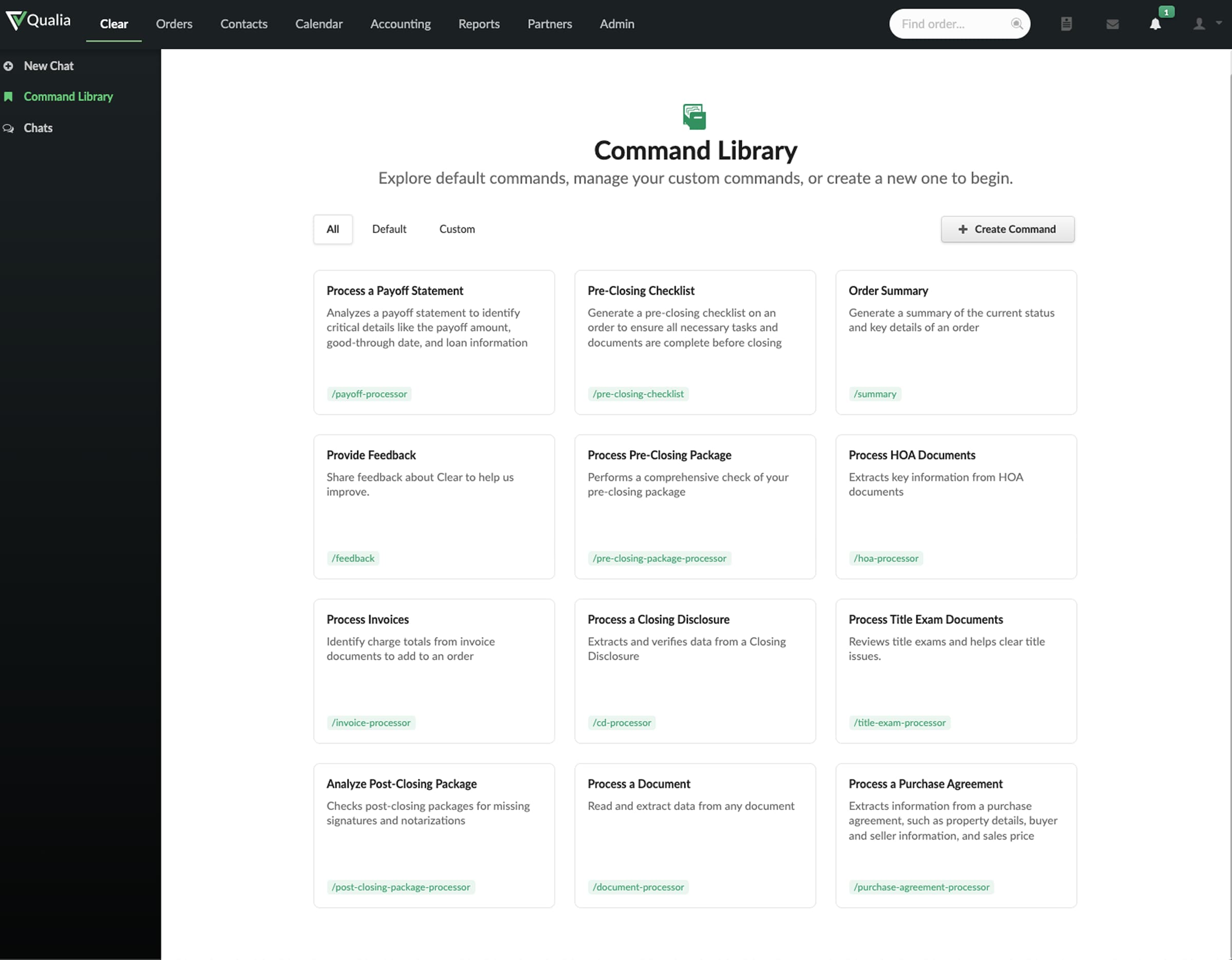 Qualia Clear Command library