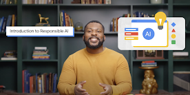 責任ある AI について説明する男性