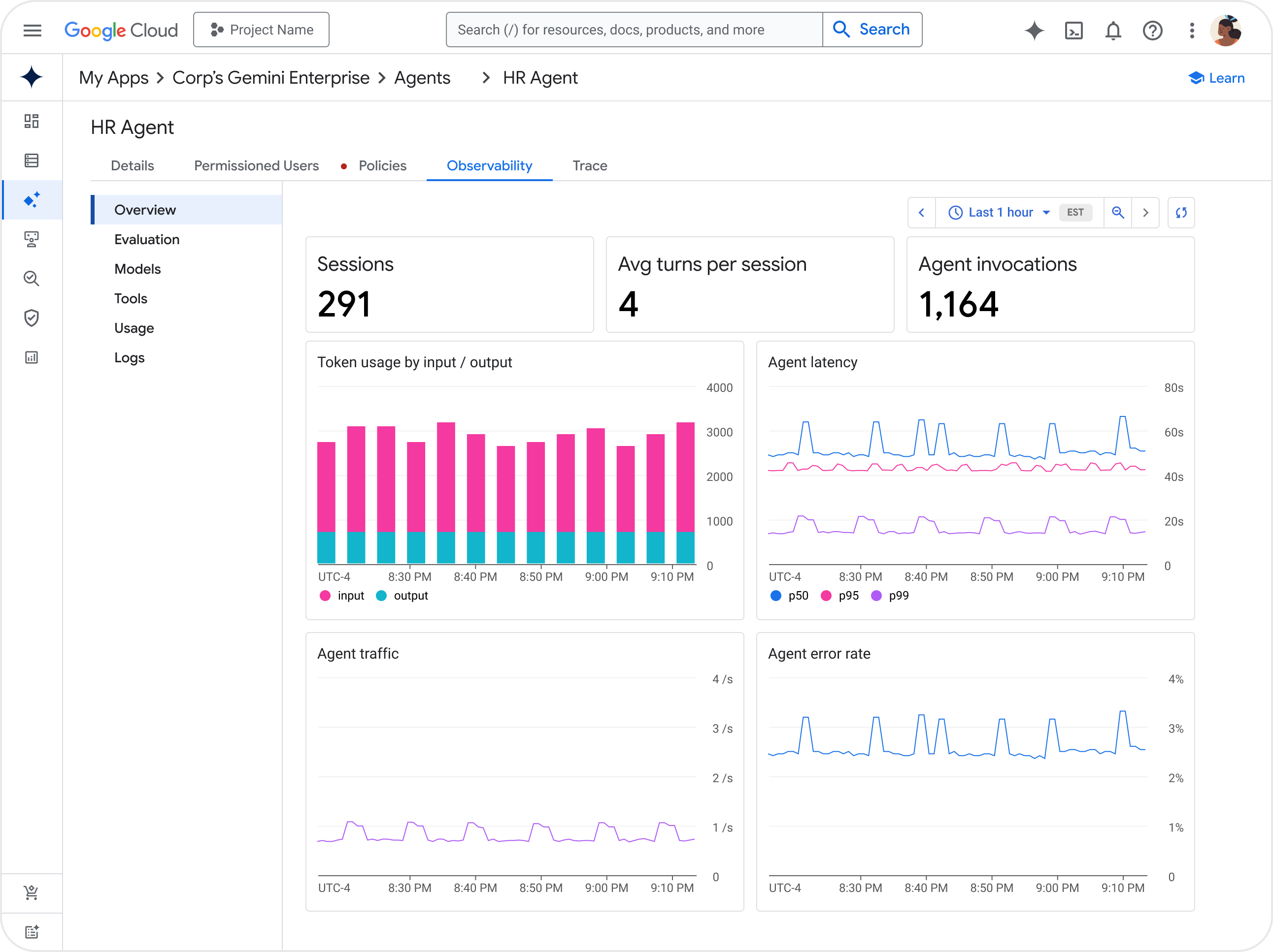 Agent observability in Gemini Enterprise App