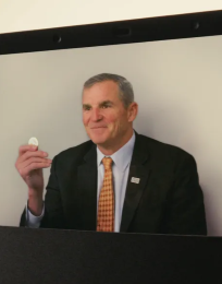 man on video call showcasing Google Beam