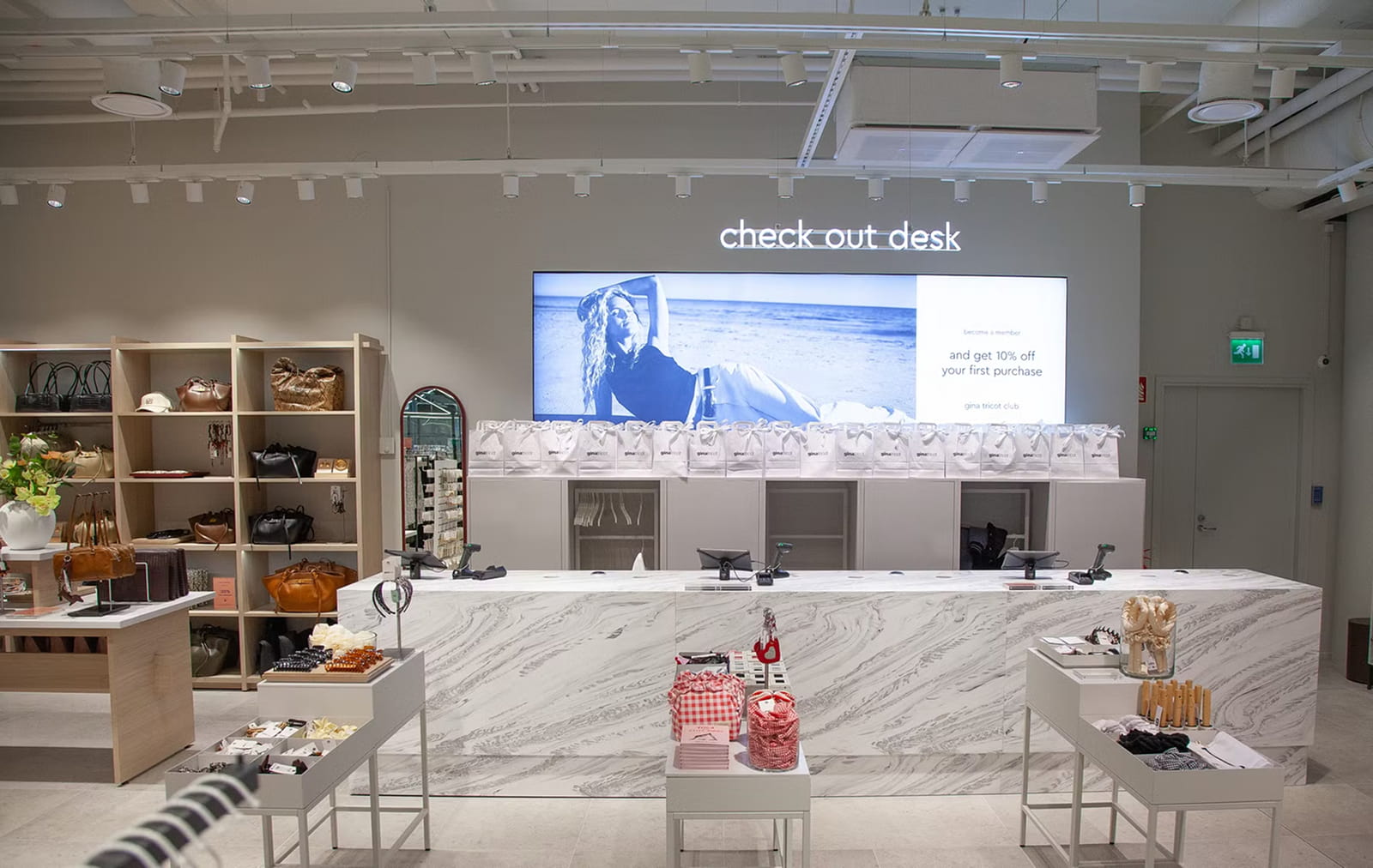 Check out counter at store