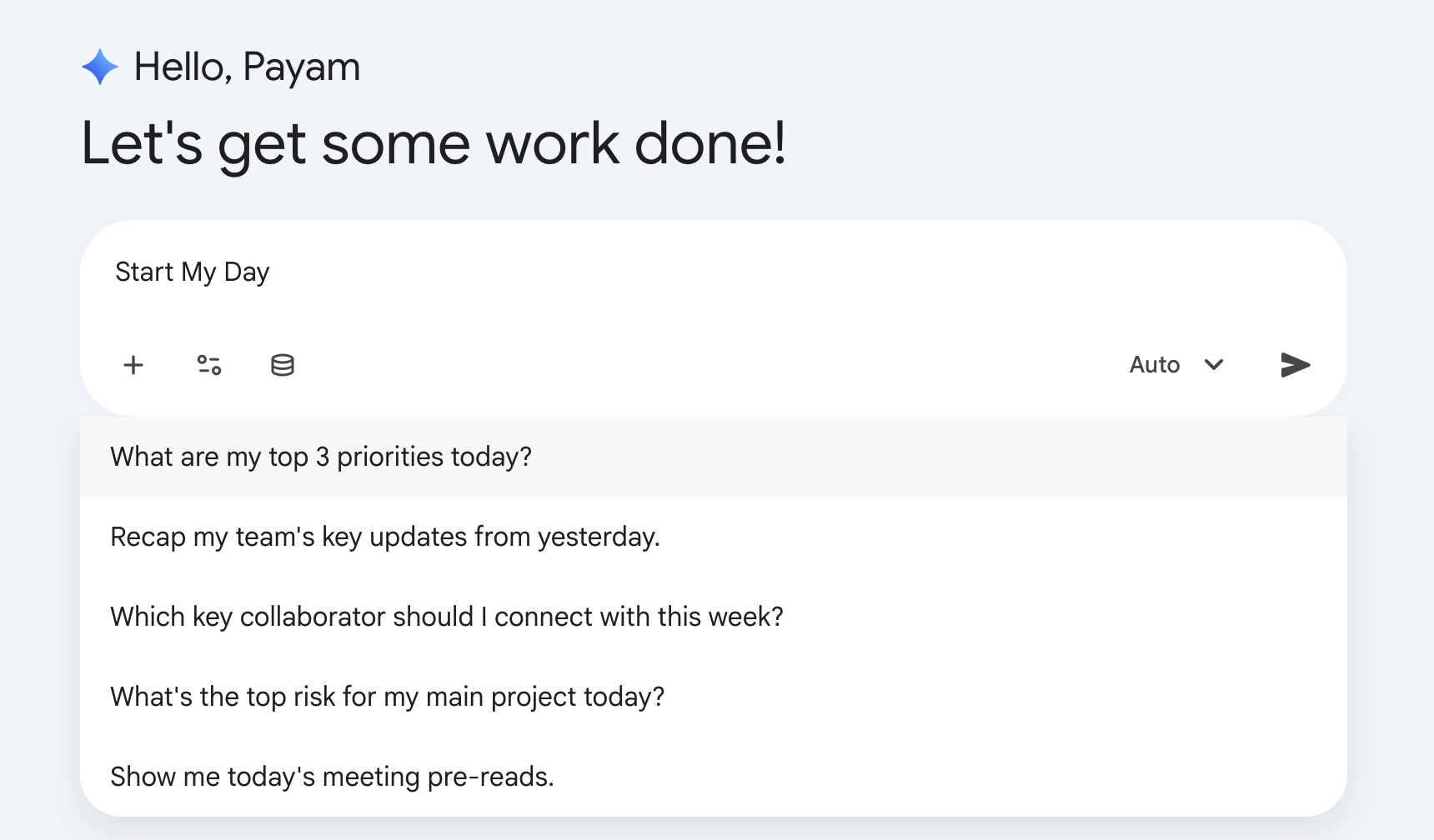 Start my day suggested prompts
