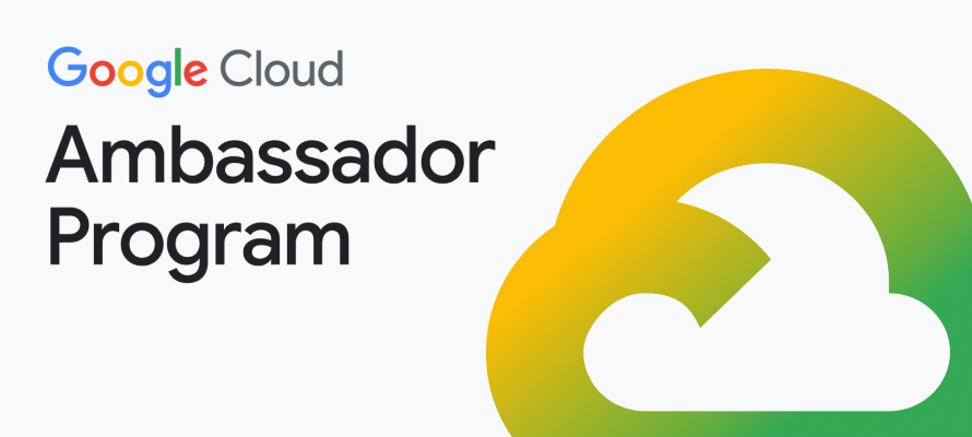Image showing Google Cloud Ambassador Program logo and gradient Google Cloud Super Cloud