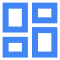 包含 4 个蓝色方框的蓝色网站图标