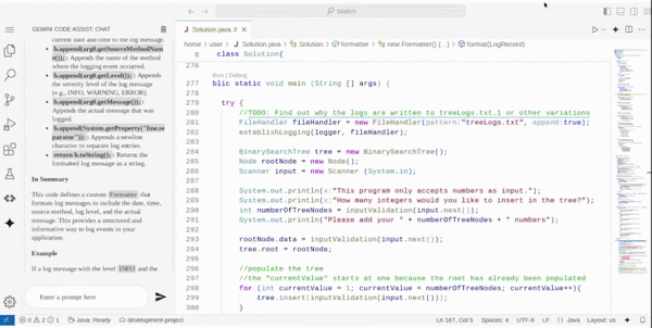 Gemini Code Assist chat example in IDE