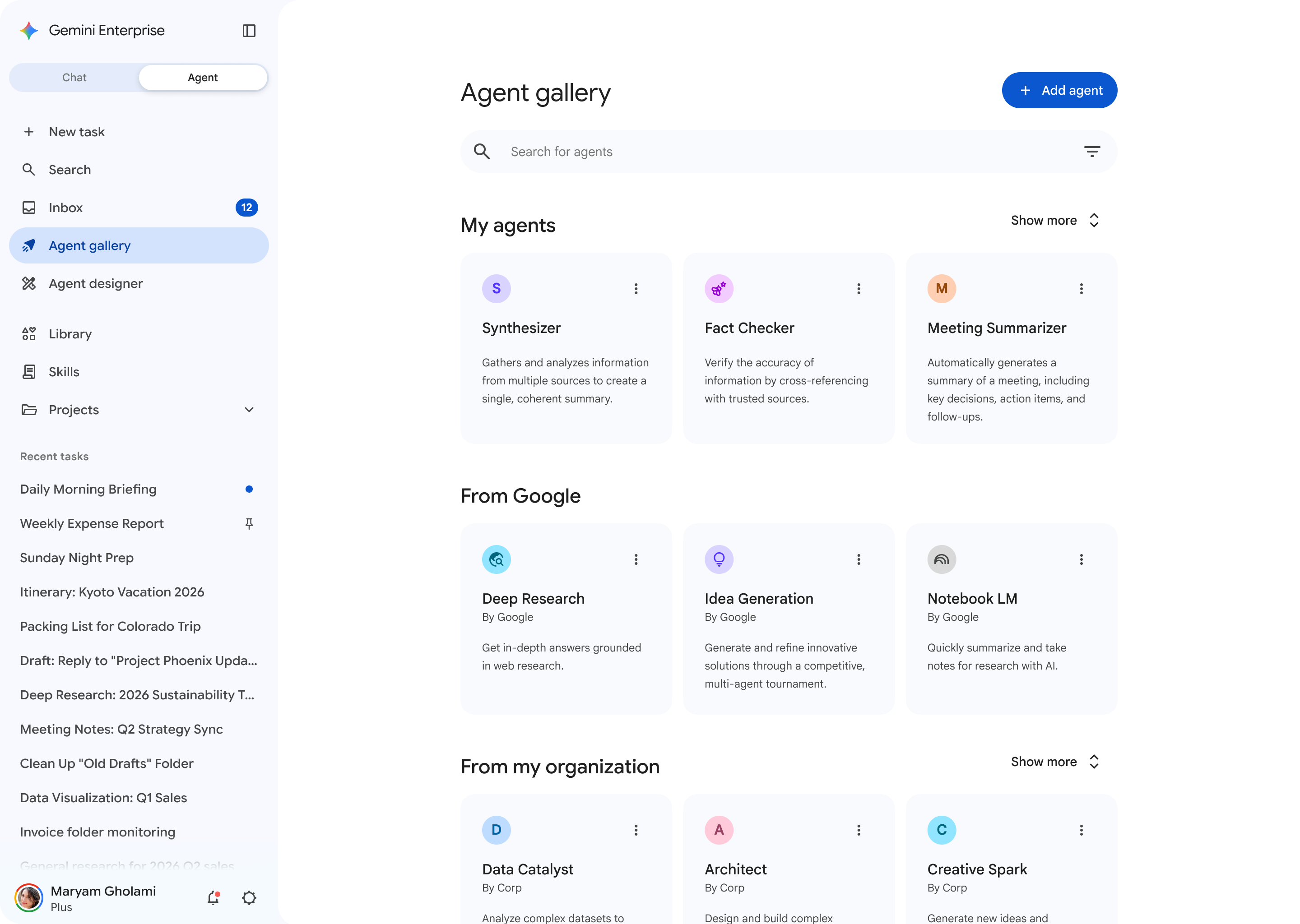 Agent Gallery UI