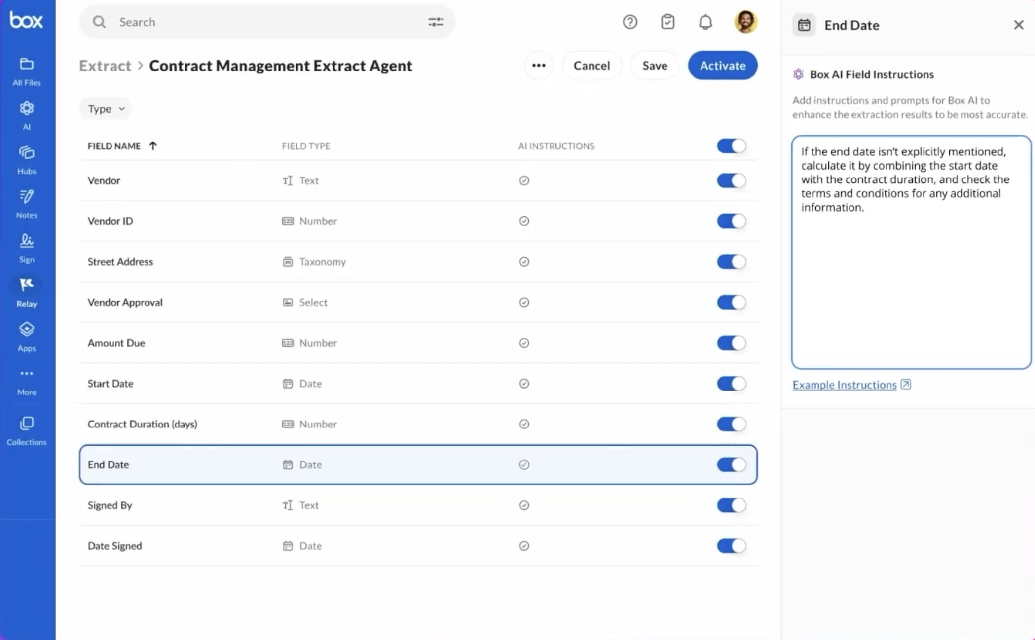 Contract Management Extract Agent