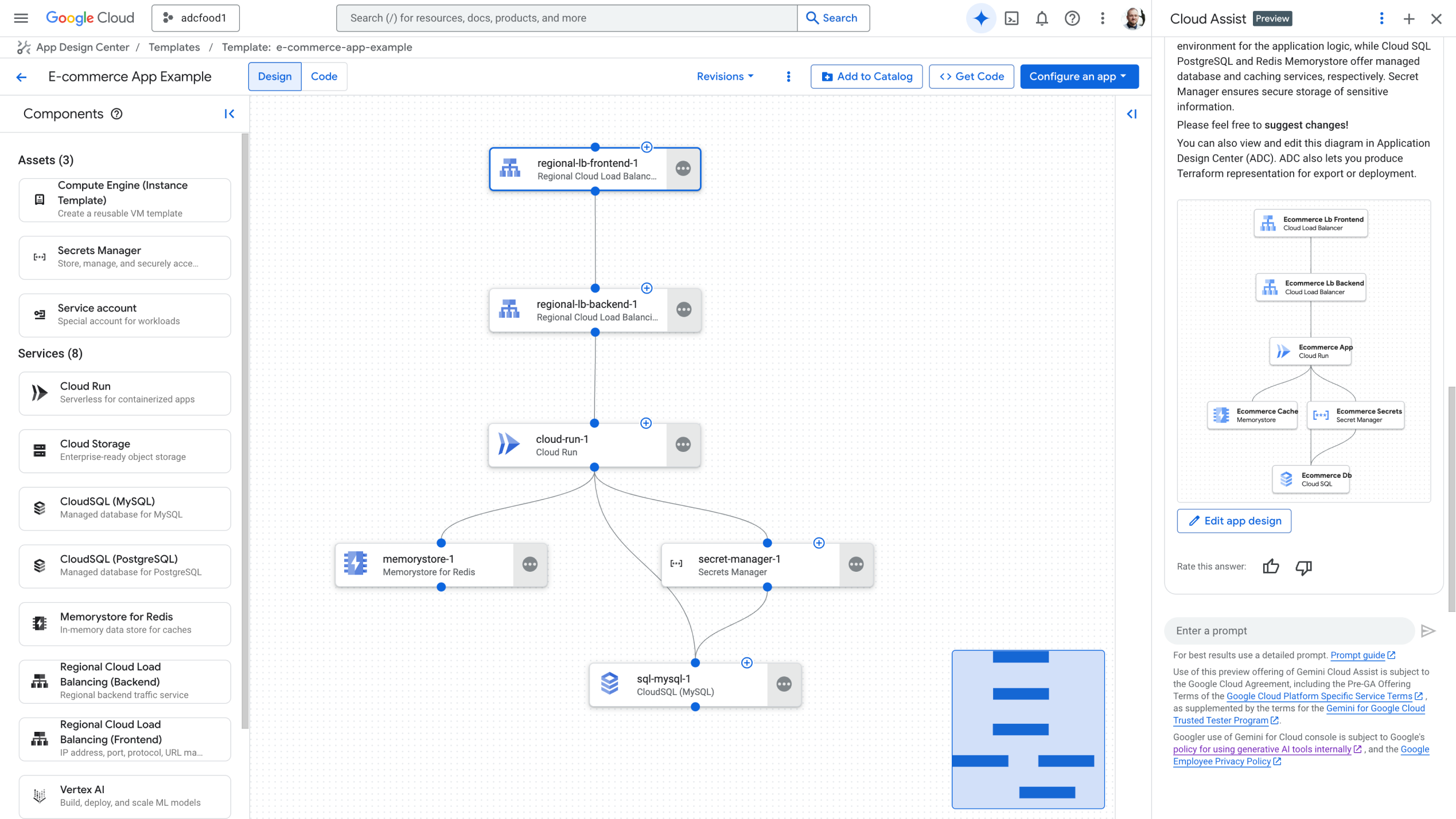 gemini cloud assist console page
