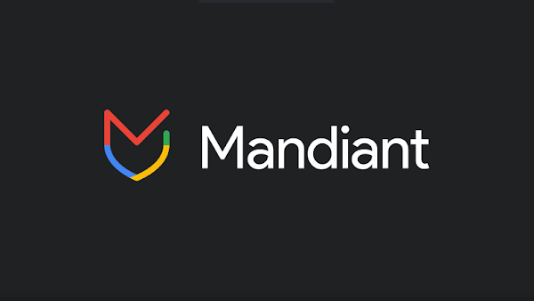 Mandiant logo in Google colors with Mandiant on black background