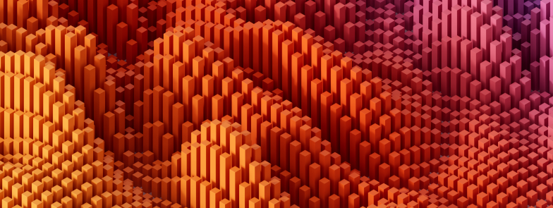 red-orange isometric data charts pattern
