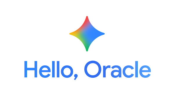 Gemini 반짝이와 그 아래에 있는 'Hello, Oracle' 텍스트