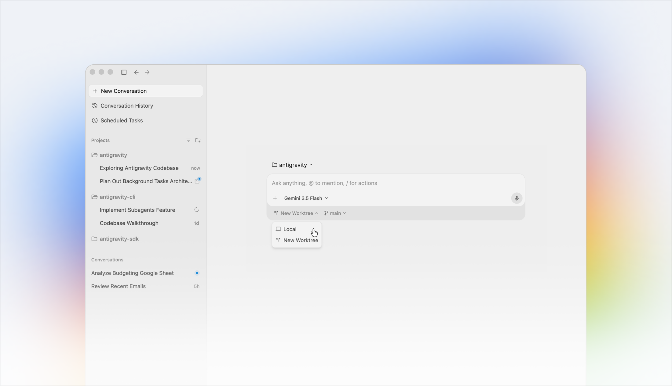 Google Antigravity 2.0 UI