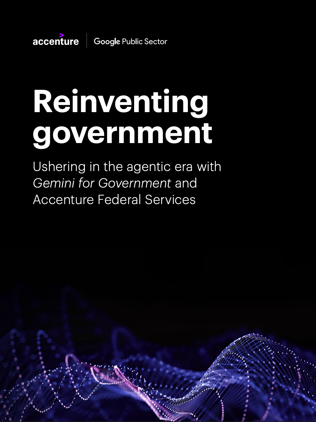 Reinventing government page with molecular purple swirls
