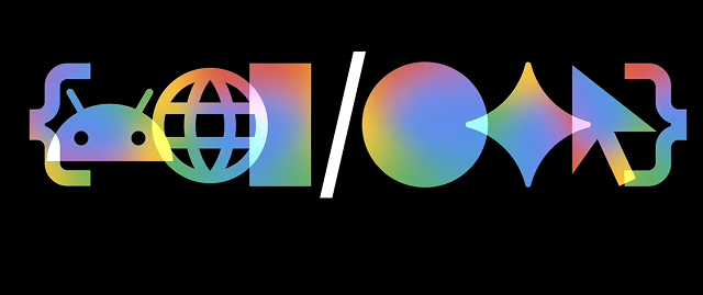 Google I/O event logo in various geometrical shapes