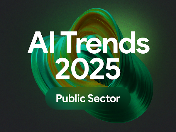 AI Trends 2025 with green swirling background