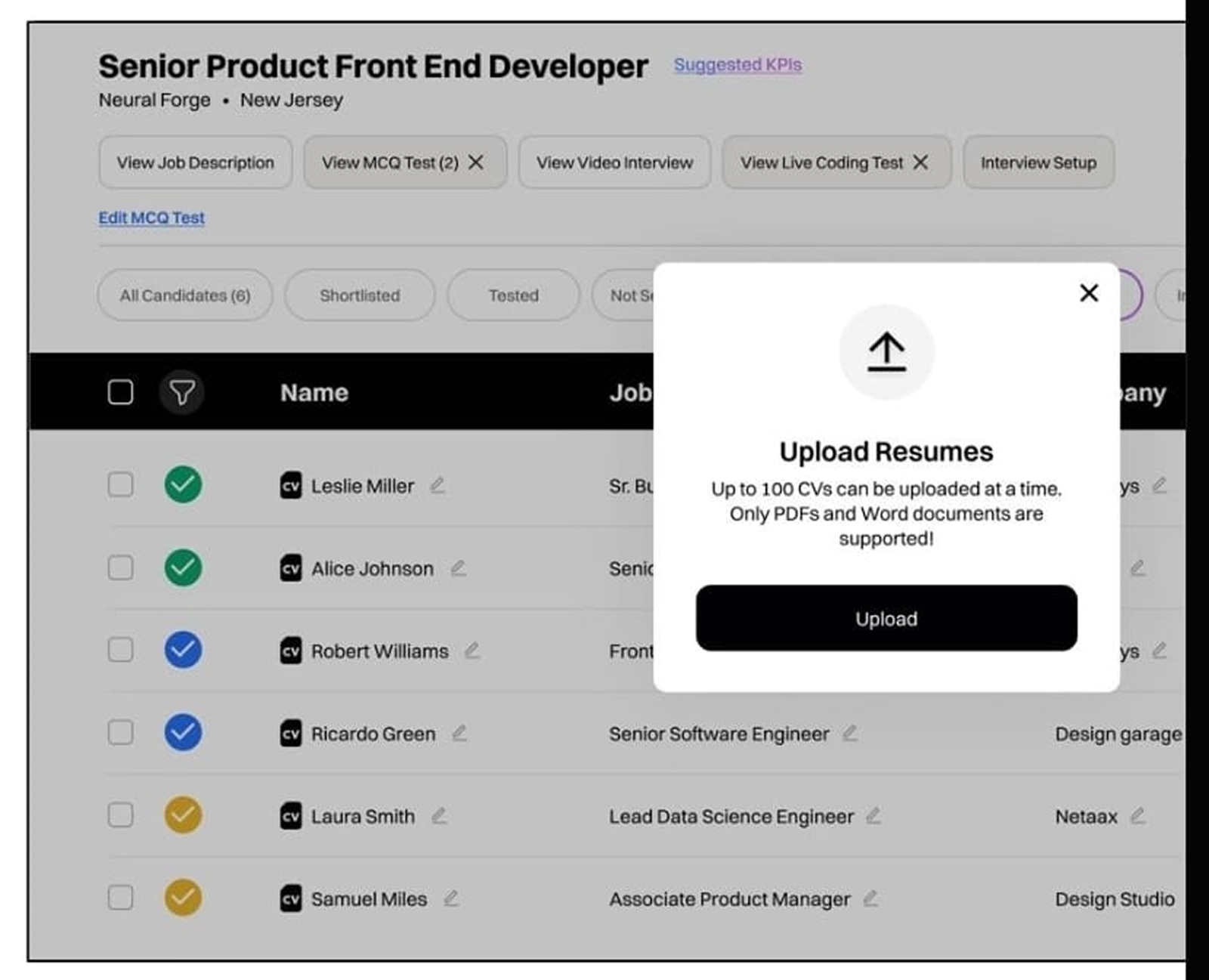 Upload resumes' on WhatsApp