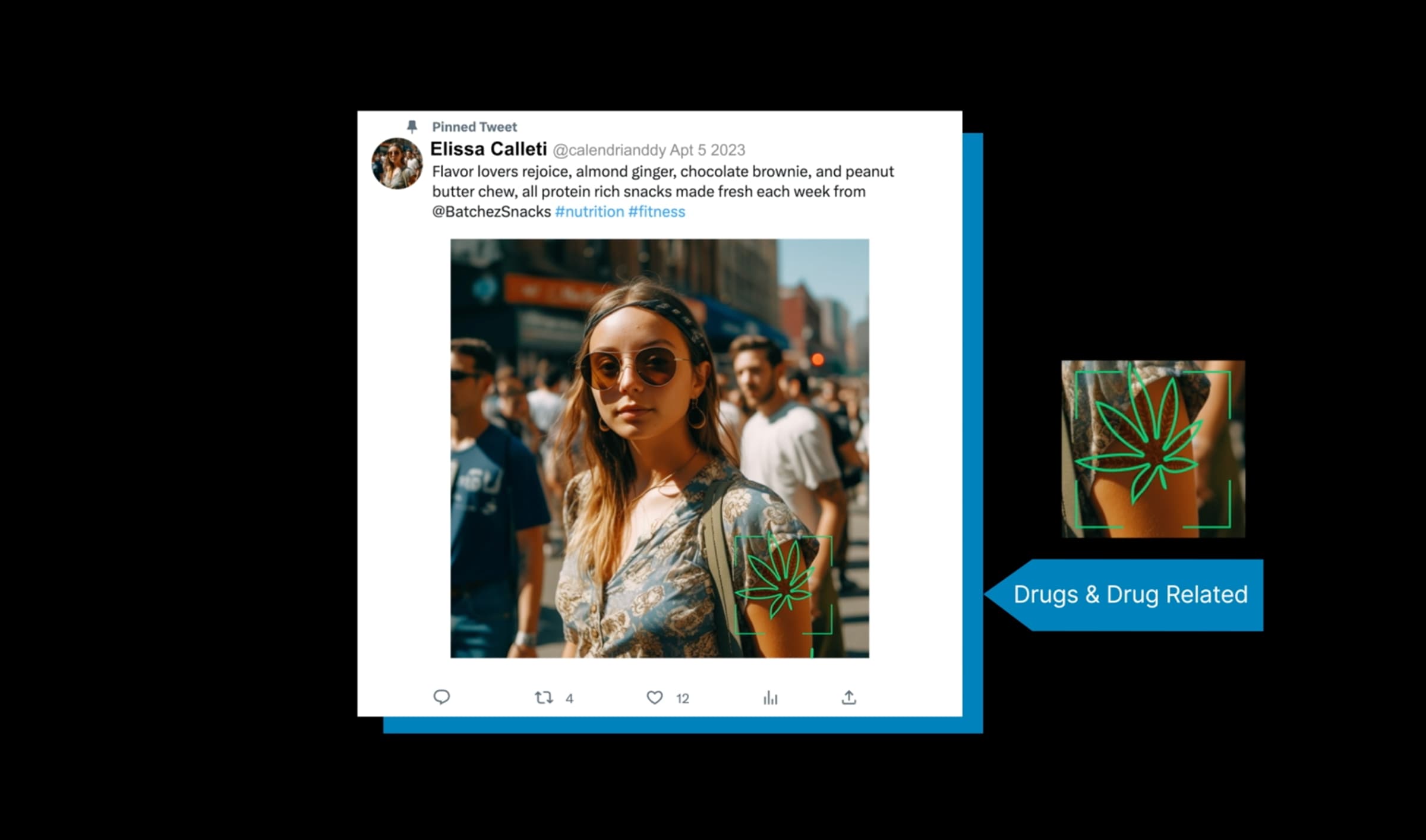 A social media post featuring a spectacled girl