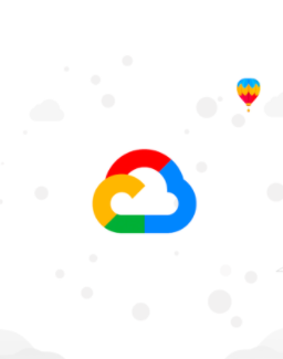 Google Cloud 標誌，背景有氣球
