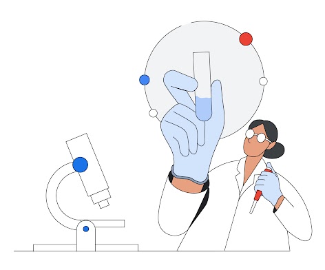 風格化圖片:探索與開發藥物的科學家