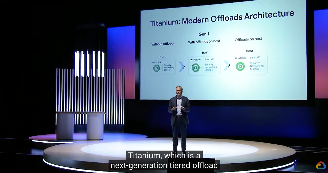 man on stage with screen behind