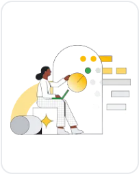 illustration of a woman sitting with a laptop