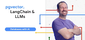 화면에 pgvector, Langchain & LLMs가 적혀 있고 팔짱을 끼고 있는 남성