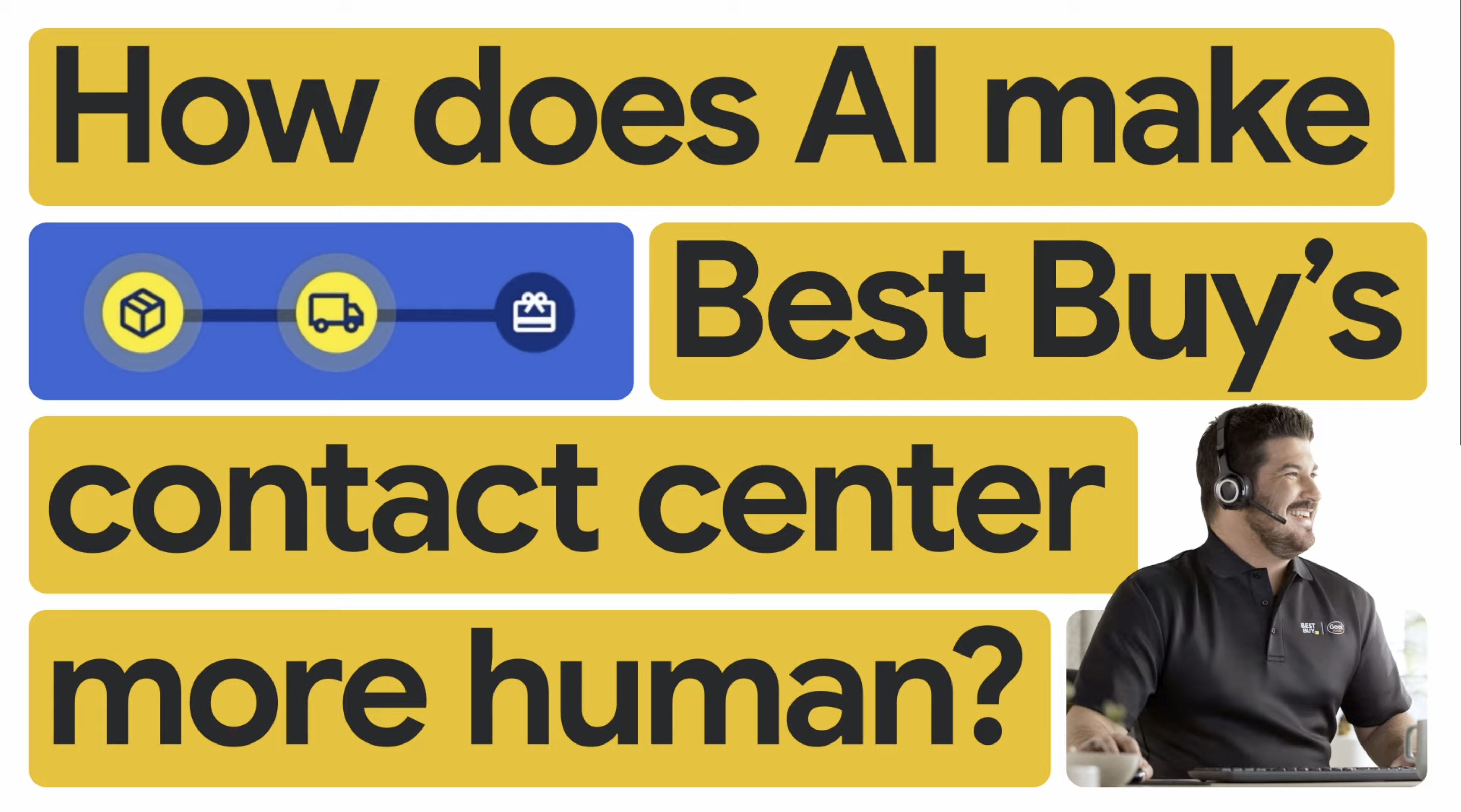 Thumbnail with yellow highlighted black text of video title with man at right bottom corner