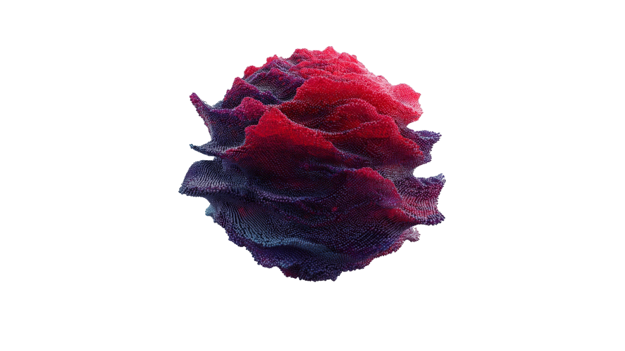 red and purple multi-layered cell shape