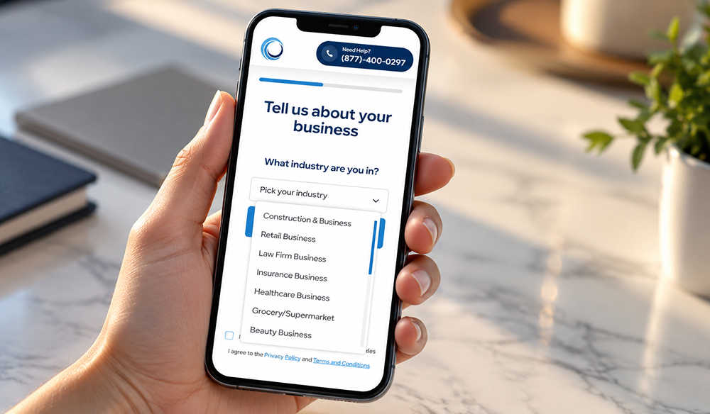 A mobile registration screen for your business