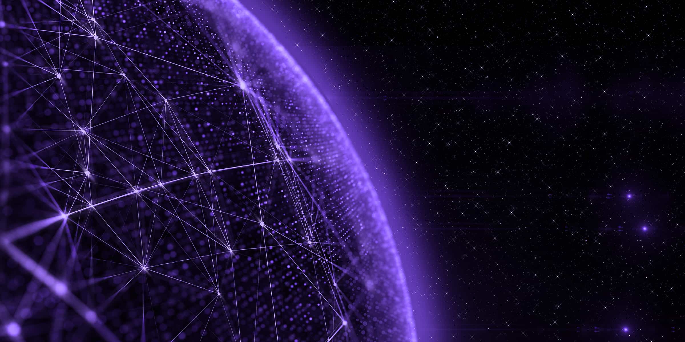 Purple digital globe with glowing network lines