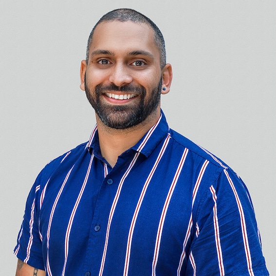 Executive with a stripes blue shirt