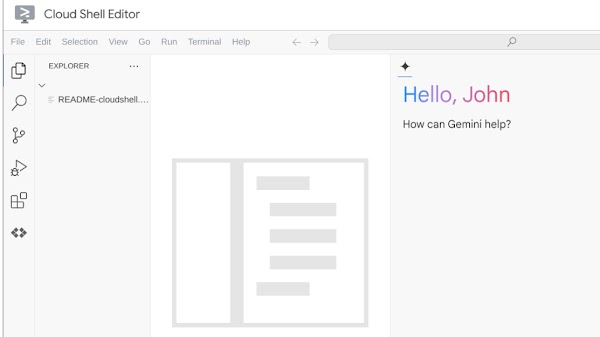 Cloud Shell Editor UI with Gemini Code Assist