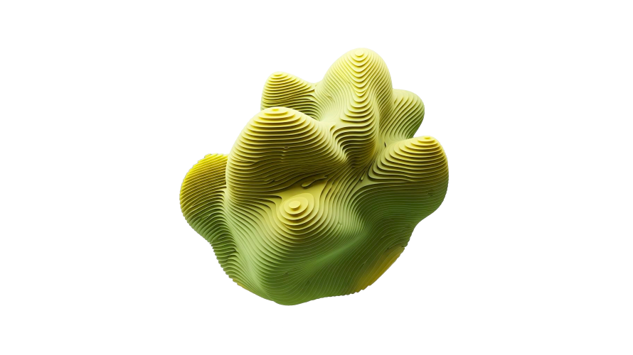 yellow and green stepped materials shape