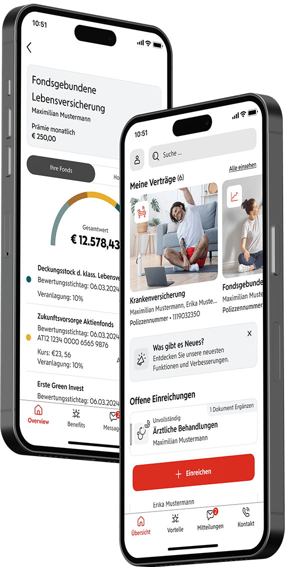 Mobile app mockups showing insurance policy management
