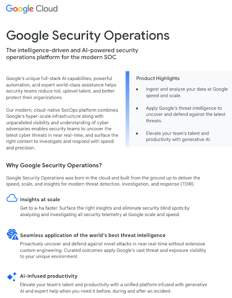 Google Security Operations écrit